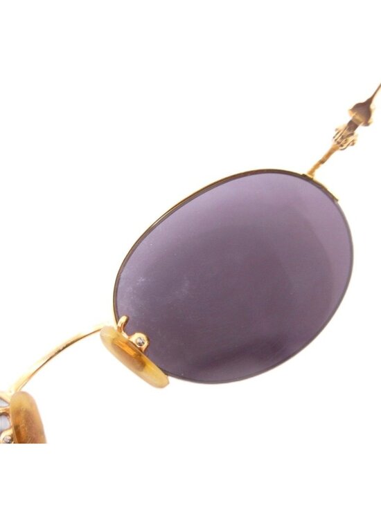 Gucci Oval Sunglasses Half Rim Tortoiseshell Log 50 Stamps 21 Gold Color Blue main image 5